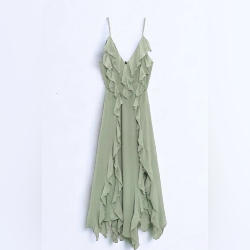 ZARA LONG RUFFLED DRESS - Picture 4 of 8